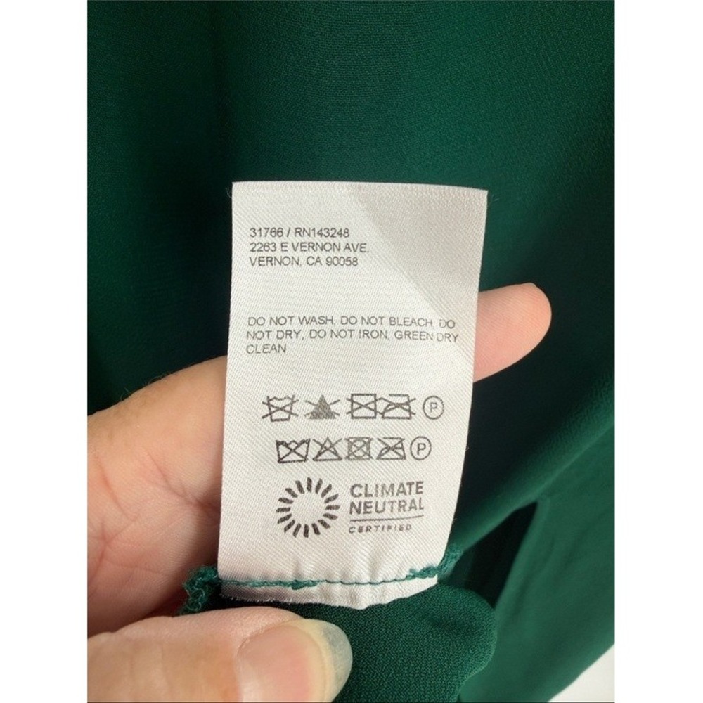 Reformation Twilight Midi Dress Emerald Green Tie Strap‎ High Slit Size 12 - Picture 6 of 7